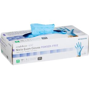 McKesson Confiderm 4.5C Nitrile Exam Gloves - Powder-Free, Latex-Free, Ambidextrous, Textured Fingertips, Chemo Tested, Non-Sterile - Light Blue, Size Medium, 100 Count, 10 Boxes, 1000 Total