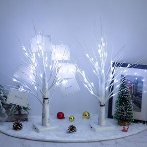 2pcs Money Tree Gift Holder - 36 LED Lighted Display Tree with Clips Lighted Tabletop Decoration Gift Card Tree (Gold)