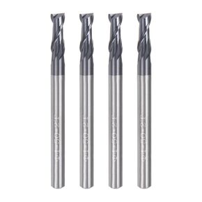 uxcell 4pcs 4mm Dia 4mm Shank Square Nose End Mill 2 Flutes HRC45 Carbide AlTiN Coated CNC Router Bits Cutter Tools for End Milling CNC Machining