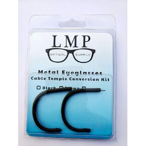 LMP Optical® Cable Temple Retrofit Kit Includes Glue Fine Sandpaper & Instructions Universal Fits Most Metal Frames 1.3mm (1 Pair, Black)