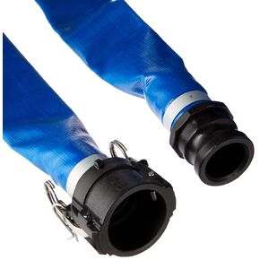 Apache 98138049 2" x 50' Blue PVC Lay-Flat Discharge Hose with Poly Cam Lock Fittings