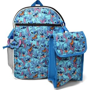 Disney Lilo & Stitch Backpack Large 16 inch 5-Piece Set for Kids, Book Bag with Detachable Snack Tote Bag, Water Bottle, Lilo & Stitch Keychain, Carabiner Key Holder, Perfect for Back to School