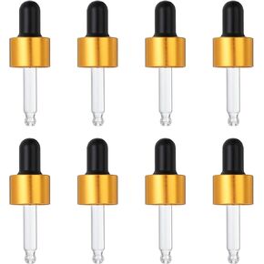PATIKIL Glass Eye Dropper Caps, 8 Pcs Anodized Aluminum Glass Dropper Closure Top for 15ml(1/2oz) Essential Oils Bottle, Perfume, Lab Experiments, Gold Tone