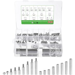uxcell M3 Coupling Nuts and Hex Standoff Spacers, 304 Stainless Steel Male Female Thread Motherboard Assortment Kit with Self Tapping Screws and Hexagon Nuts for DIY Computer Build