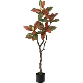 Nearly Natural 4ft. Fall Magnolia Artificial Tree, Brown, Plastic, Iron Wire, Fabric