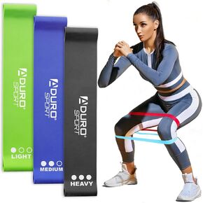Aduro Sport Resistance Bands Set Exercise Workout Bands Loops Set for Women Men Booty Leg, 3X Resistance Levels - Light, Medium & Heavy