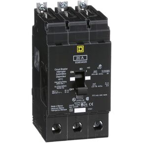 SCHNEIDER ELECTRIC 480Y/277-VOLT 20-AMP EGB34020 Miniature Circuit Breaker 480Y/277V 20A, Black