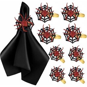 Set of 12 Halloween Napkin Rings Scary Spider Black Witch Hat Napkin Ring Holder Serviette Buckle Party Supplies for Halloween Dinner Table Deco