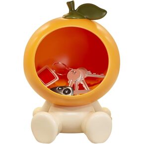 Whimsical Fruit Shaped Storage Portrait, Foyer Table Key Bowl, Modern Decorative Resin Statue, Office Desk Candy Tray Art Home Decoration (Orange)