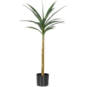 Artificial Tree 4Ft Artificial Agave Plant, Indoor Large Fake Plant in Black Plastic Planter, for Indoor or Outdoor Office Decoration Housewarming Gift (4 FT)