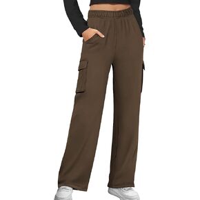 Cargo Sweatpants for Women Fleece Jogger Pants Casual Baggy Trousers Athletic Long Sweat Pants with Pockets Trendy