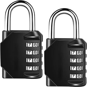 2 Pack Combination Lock, 4 Digit Coded Locker Lock, Outdoor Waterproof Padlock for School Locker, Gym Locker, Fence, Toolbox, Gate, Case, Hasp Storage (Black)