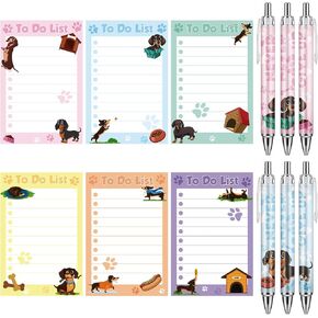 12 Pcs Golden Retriever to Do List Sticky Notes with Retractable Ballpoint Pens Cute Dog Notepads with Black Ink Pens Golden Retriever Gifts for Retriever Lover Classroom Home Office Supplies