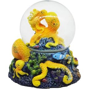 3.75 inch Mother and Child Octopus Snow Globe, Octopus Statue ，Sparkling Water Globe Doll, Collectible Novelty Decorations, Suitable for Home Decoration, for Birthday, Decorations and Gifts