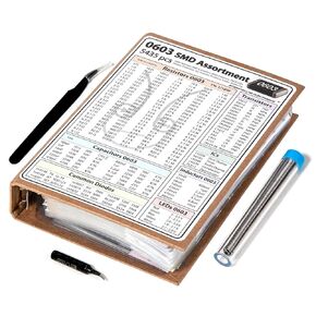 SMD 0603 Resistors, Capacitors, Transistors and Electronic Components Assortment Kit SMT Book - 5435 pcs