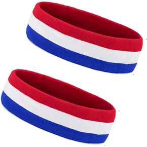American Flag USA Headband for 4th of July,Red White Blue Striped Headband for Men Women 2Pcs