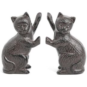 Sungmor Cast Iron Dog Sculpture Decorative Bookends, Animal Book End for Shelves Vintage Home Office Decor, Funny Bookend to Hold Books, Set of 2 Antique Brown Dog Statues