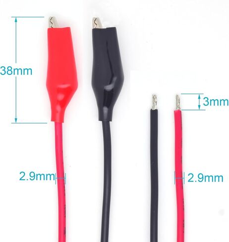 2 قطعة 1 متر/3.3FT 18AWG مشابك التمساح مع أسلاك، موصل اختبار مشبك التمساح موصل DIY محول إمداد الطاقة كابل 5 فولت 7 أمبير للاختبار الكهربائي، توصيل الدائرة (أحمر وأسود) in Kuwait