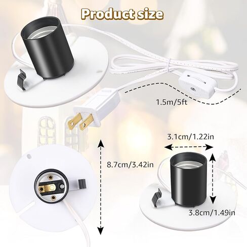 3 مجموعة استبدال مجموعة أدوات النفخ، E27 E26 مجموعة سلك لمبة واحدة للهالوين، عيد الميلاد، مصباح الملح، ديكورات داخلية وخارجية، قاعدة مصباح ملح مع قابس صمام التبديل in Kuwait