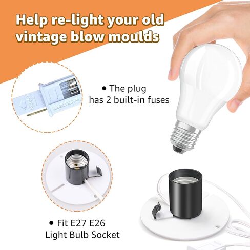 3 مجموعة استبدال مجموعة أدوات النفخ، E27 E26 مجموعة سلك لمبة واحدة للهالوين، عيد الميلاد، مصباح الملح، ديكورات داخلية وخارجية، قاعدة مصباح ملح مع قابس صمام التبديل in Kuwait