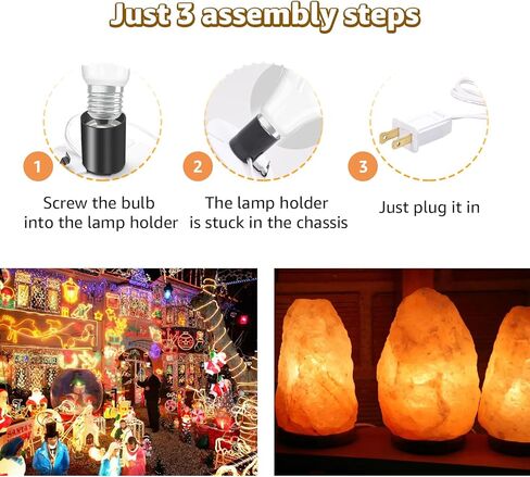 3 مجموعة استبدال مجموعة أدوات النفخ، E27 E26 مجموعة سلك لمبة واحدة للهالوين، عيد الميلاد، مصباح الملح، ديكورات داخلية وخارجية، قاعدة مصباح ملح مع قابس صمام التبديل in Kuwait