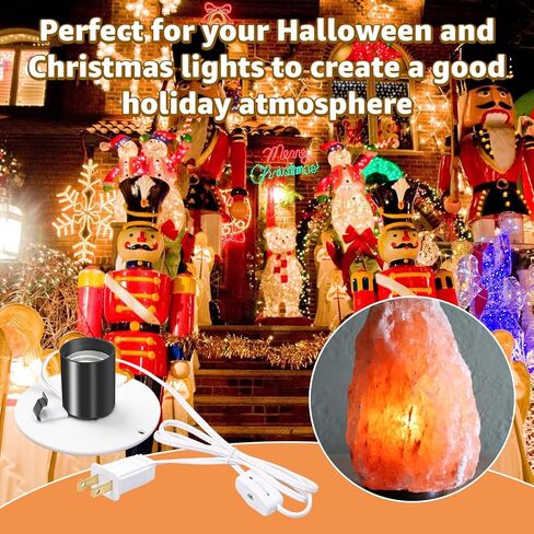 3 مجموعة استبدال مجموعة أدوات النفخ، E27 E26 مجموعة سلك لمبة واحدة للهالوين، عيد الميلاد، مصباح الملح، ديكورات داخلية وخارجية، قاعدة مصباح ملح مع قابس صمام التبديل in Kuwait