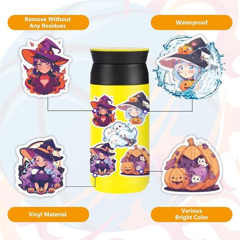 100PCS Cartoon Stickers, Lifany Rainbow and Capybara Stickers Pack for Adults, Kids, Waterproof and Aesthetic Vinyl Stickers for Water Bottle, Laptop, Phones, Skateboard, Black Cat Decor Decal in Saudi Arabia
