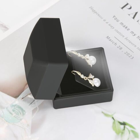 LED Stud Earring Jewelry Gift Box for Proposal, Wedding, Engagement，Birthday Luxury Jewelry Gift Box with LED Light, Jewellry Display Box (Black) in Saudi Arabia