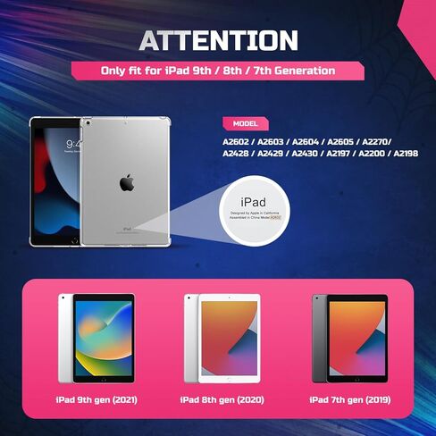 حافظة لجهاز iPad 9th/8th/7th Generation 10.2 بوصة، غطاء حامل قابل للدوران 360 درجة مع حامل قلم رصاص وواقي للشاشة، حافظة مضادة للصدمات للأطفال مع حزام كتف لجهاز iPad 10.2 بوصة 2021/2020/2019 (رمادي) in Kuwait