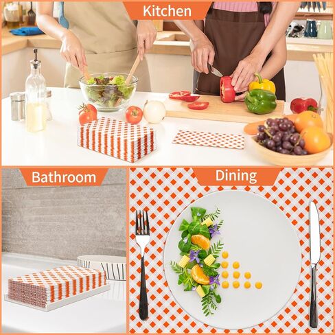 DYLIVeS Yellow Gingham Napkins, 80 Pack Yellow and White Checkered Guest Towel Plaid Party Napkins Disposable Paper Hand Towels for Luncheon, Dinner, Picnic, Birthday, Easter, Graduation Party, 3-Ply in Kuwait
