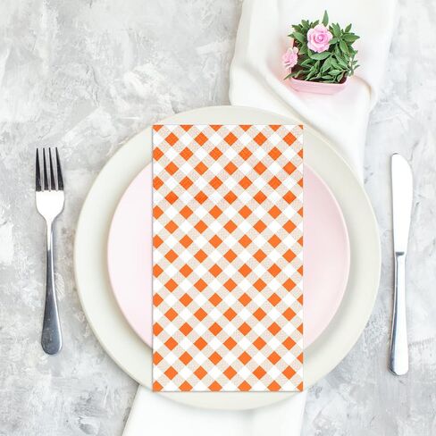 DYLIVeS Yellow Gingham Napkins, 80 Pack Yellow and White Checkered Guest Towel Plaid Party Napkins Disposable Paper Hand Towels for Luncheon, Dinner, Picnic, Birthday, Easter, Graduation Party, 3-Ply in Kuwait