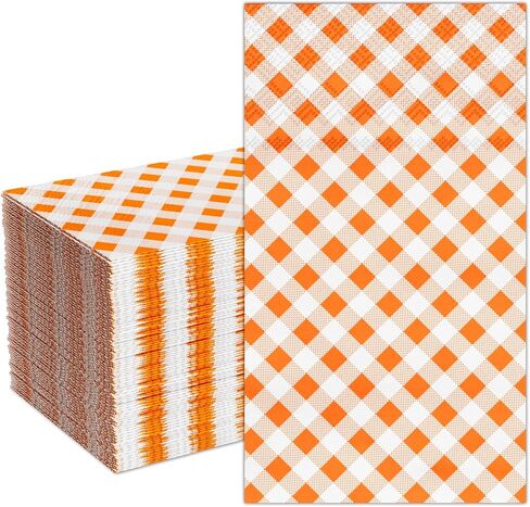 DYLIVeS Yellow Gingham Napkins, 80 Pack Yellow and White Checkered Guest Towel Plaid Party Napkins Disposable Paper Hand Towels for Luncheon, Dinner, Picnic, Birthday, Easter, Graduation Party, 3-Ply in Kuwait