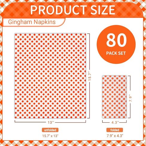 DYLIVeS Yellow Gingham Napkins, 80 Pack Yellow and White Checkered Guest Towel Plaid Party Napkins Disposable Paper Hand Towels for Luncheon, Dinner, Picnic, Birthday, Easter, Graduation Party, 3-Ply in Kuwait