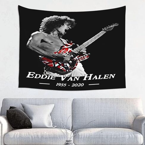 Pplwjlef Rip Eddie Van-Halen Tapestry Wall Hanging Home Decorations For Living Room Bedroom Dorm Decor 29x37 Inch, Black in Saudi Arabia
