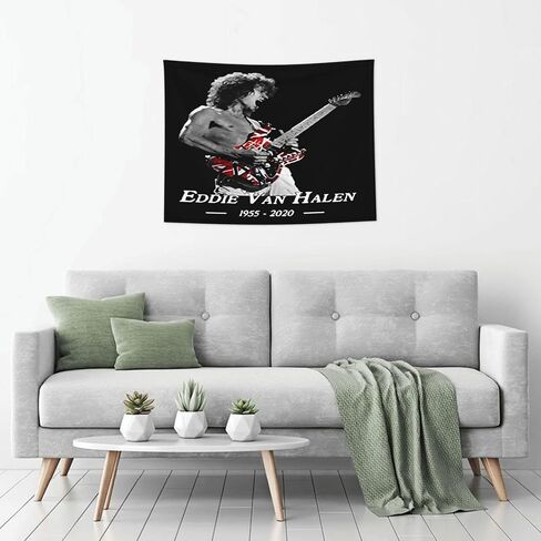 Pplwjlef Rip Eddie Van-Halen Tapestry Wall Hanging Home Decorations For Living Room Bedroom Dorm Decor 29x37 Inch, Black in Saudi Arabia