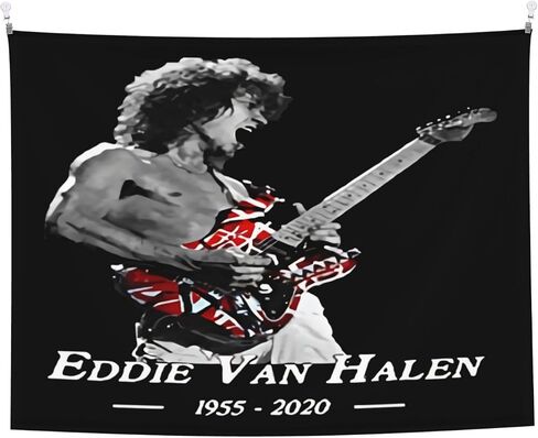 Pplwjlef Rip Eddie Van-Halen Tapestry Wall Hanging Home Decorations For Living Room Bedroom Dorm Decor 29x37 Inch, Black in Saudi Arabia