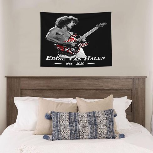 Pplwjlef Rip Eddie Van-Halen Tapestry Wall Hanging Home Decorations For Living Room Bedroom Dorm Decor 29x37 Inch, Black in Saudi Arabia