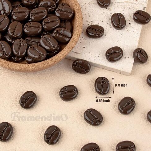 Framendino, 60 Pack Resin Coffee Beans Simulation Mini Coffee Bean Decor Faux Fake Artificial Imitation Coffee Beans Charms for Jewelry Making in Saudi Arabia