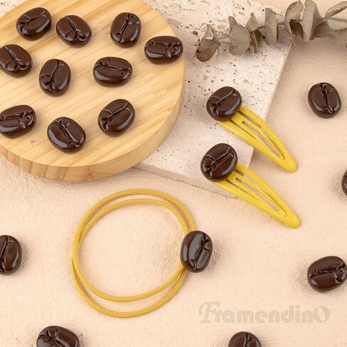 Framendino, 60 Pack Resin Coffee Beans Simulation Mini Coffee Bean Decor Faux Fake Artificial Imitation Coffee Beans Charms for Jewelry Making in Saudi Arabia
