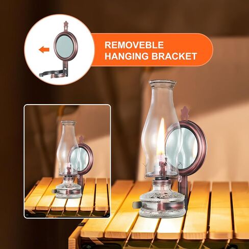 2 Pack Large Wall Kerosene Lamp Antique Oil Lamp with Mirror Vintage Oil Lamps for Indoor Use Clear Glass Wall Mounted Kerosene Lantern Rustic Hurricane Lamp for Home Decor Lighting in Saudi Arabia