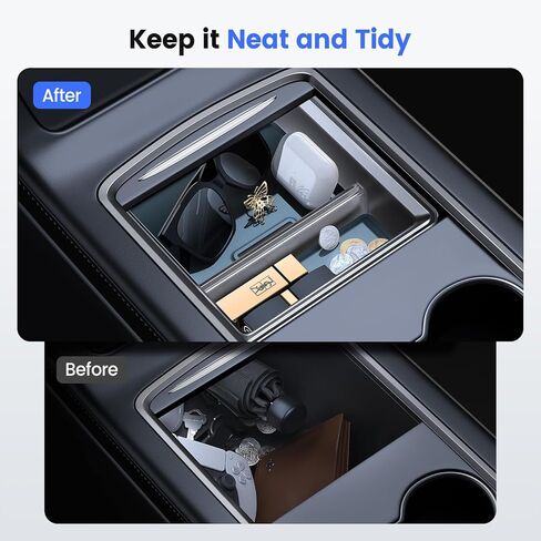 مجموعة منظم وحدة التحكم المركزية تيسلا 3 قطع من VICSEED - مناسبة لموديل 2021-2023 3/Y، صينية تنظيم وحدة التحكم الأمامية والخلفية الشفافة، إدراج حامل أكواب سيليكون غير قابل للانزلاق، ملحقات داخلية من Tesla in Kuwait