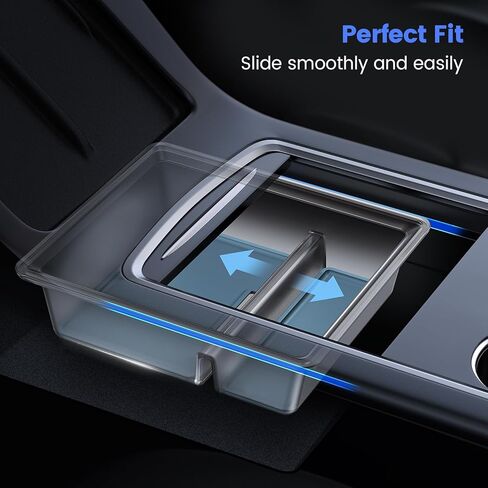 مجموعة منظم وحدة التحكم المركزية تيسلا 3 قطع من VICSEED - مناسبة لموديل 2021-2023 3/Y، صينية تنظيم وحدة التحكم الأمامية والخلفية الشفافة، إدراج حامل أكواب سيليكون غير قابل للانزلاق، ملحقات داخلية من Tesla in Kuwait