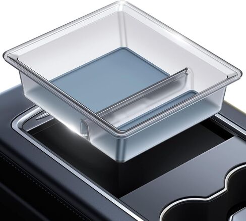 مجموعة منظم وحدة التحكم المركزية تيسلا 3 قطع من VICSEED - مناسبة لموديل 2021-2023 3/Y، صينية تنظيم وحدة التحكم الأمامية والخلفية الشفافة، إدراج حامل أكواب سيليكون غير قابل للانزلاق، ملحقات داخلية من Tesla in Kuwait