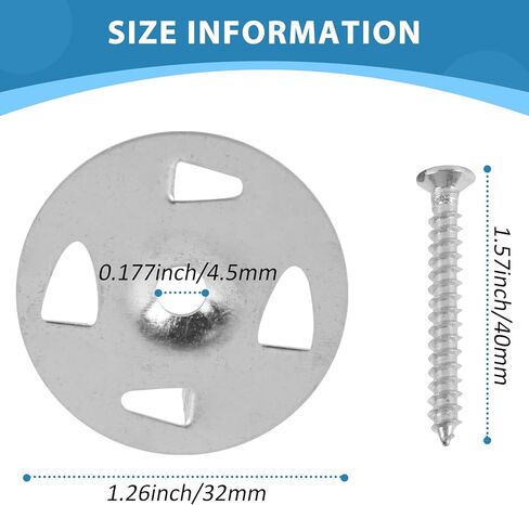 300 قطعة من أدوات تثبيت الألواح الإسفنجية، ومجموعة أدوات تثبيت الألواح الإسفنجية، وأدوات تثبيت عزل الألواح الإسفنجية، وغسالات ومسامير معدنية من الفولاذ المجلفن مقاس 1-1/4 بوصة لتثبيت التثبيت in Kuwait