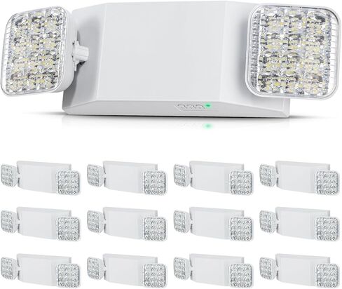 VEVOR 12 Pack Commercial Emergency Light, 3W, White LED Emergency Exit Lighting Fixtures with 180 Minutes Backup Battery Adjustable 2 LED Square Head, Ceiling or Wall Mount for Business Power Outages in Saudi Arabia