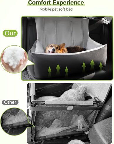 Pecute Dog Car Seat for Small Medium Dogs, Detachable and Washable Dog Booster Seat with Clip-on Safety Leash, Pet Car Seat with Pockets, Ultra Soft Dog Bed for Car Portable Car Travel Bed for Dogs in Saudi Arabia