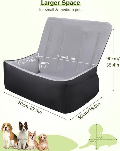 Pecute Dog Car Seat for Small Medium Dogs, Detachable and Washable Dog Booster Seat with Clip-on Safety Leash, Pet Car Seat with Pockets, Ultra Soft Dog Bed for Car Portable Car Travel Bed for Dogs in Saudi Arabia
