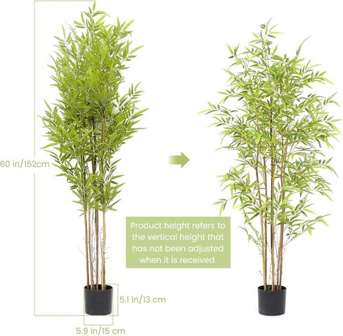 Bamboo Tree Artificial 5FT, Artificial Bamboo Tree with Real Trunk and Lifelike Leaves, Faux Bamboo Plants for Home Decor Indoor, 1 Pack in Saudi Arabia