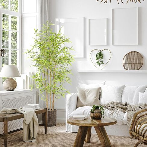 Bamboo Tree Artificial 5FT, Artificial Bamboo Tree with Real Trunk and Lifelike Leaves, Faux Bamboo Plants for Home Decor Indoor, 1 Pack in Saudi Arabia