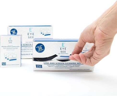 Eye See Lens Cleaning Wipe - Use as Eyeglass Cleaning Wipes or Electronic Wipes - Great for Camera Lens, Phone, Tablet, Glasses - 200 Wipes +20 Bonus = 220 Total Wipes in Saudi Arabia